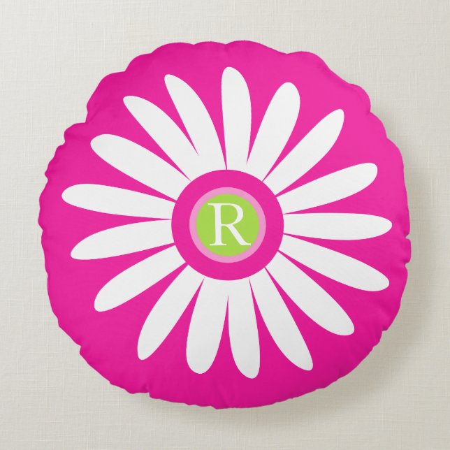 Daisy grafisch bloem monogram gooien kussen (Voorkant)