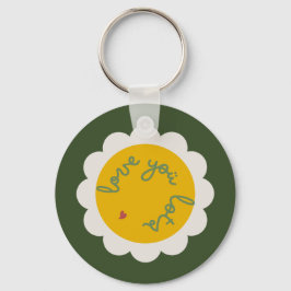 DAISY GREEN - Aangepaste naam Floral Key Ring Sleutelhanger