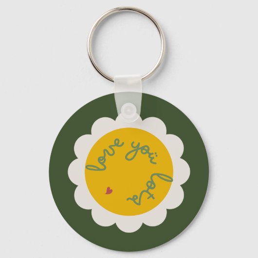 DAISY GREEN - Aangepaste naam Floral Key Ring Sleutelhanger (Voorkant)