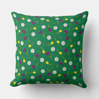 Daisy Green Floral Herhaal Patroonkunst Kussen