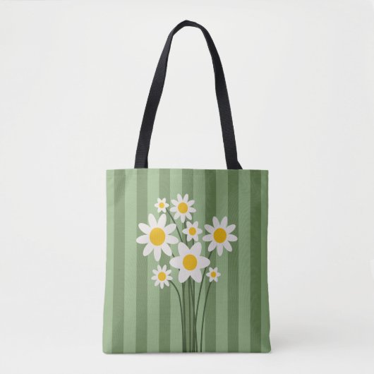 DAISY GREEN - Stripes & Daisies Canvas tas (Voorkant)