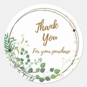 Daisy Greenery 'Dank je' Ronde Sticker
