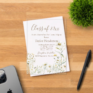 Daisy Greenery Graduation Invitation Acryl Uitnodigingen