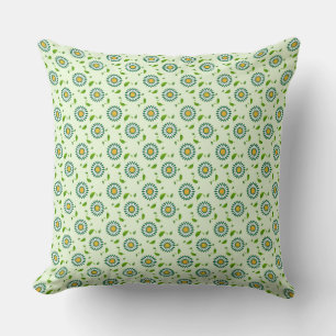 Daisy Groen Geel Bloemen Herhaal Patroon Art Kussen