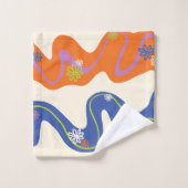 Daisy Groove Bleu, orange, violet, vert et crème (Gant de toilette)