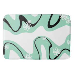 Daisy Groove in Mint Groen, Zwart en Wit Badmat