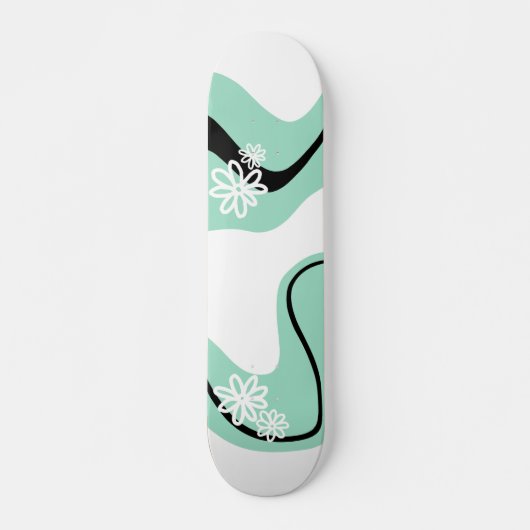 Daisy Groove in Mint Groen, Zwart en Wit Skateboard (Voorkant)