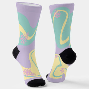 Daisy Groove Pastel Roze, Geel, Paarse & Groen Sokken