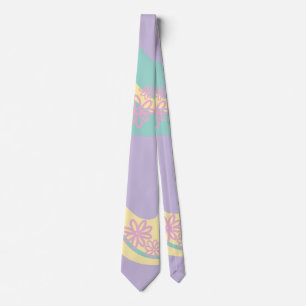 Daisy Groove Pastel Roze, Geel, Paarse & Groen Stropdas