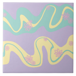 Daisy Groove Pastel Roze, Geel, Paarse & Groen Tegeltje