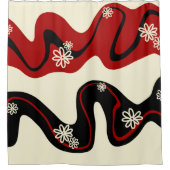 Daisy Groove - Red & Cream Douchegordijn (Voorkant)