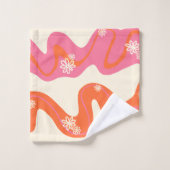 Daisy Groove - Rose, orange et crème (Gant de toilette)