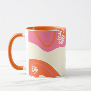 Daisy Groove - Roze, Oranje en crème Mok