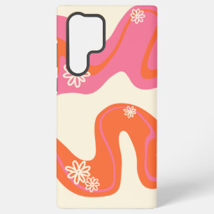 Daisy Groove - Roze, Oranje en crème Samsung Galaxy Hoesje