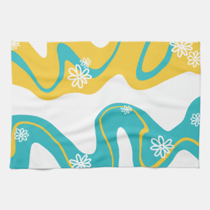 Daisy Groove - Turquoise en Geel Theedoek