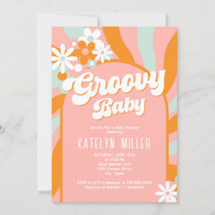 Daisy Groovy Baby shower Invitation Kaart