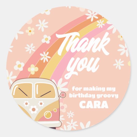 Daisy Groovy voor twee verjaardagen Ronde Sticker (Voorkant)