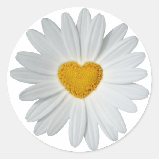 Daisy Heart Ronde Sticker (Voorkant)