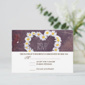 Daisy Heart Rustic Wood Mariage campagnard Cartes (Debout devant)
