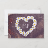 Daisy Heart Rustic Wood Mariage campagnard Cartes (Dos)