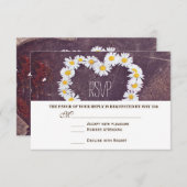 Daisy Heart Rustic Wood Mariage campagnard Cartes (Devant / Derrière)