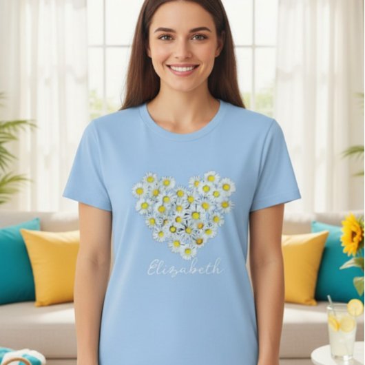 Daisy heart tshirt personalized