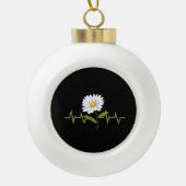 Daisy Heartbeat Keramische Bal Ornament (Voorkant)