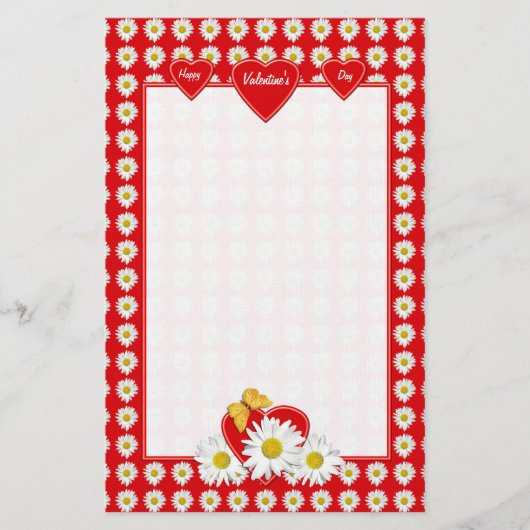  Daisy Hearts Stationery Briefpapier (Voorkant)