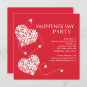 Daisy Hearts Valentines's Day Party Invitations (Devant / Derrière)
