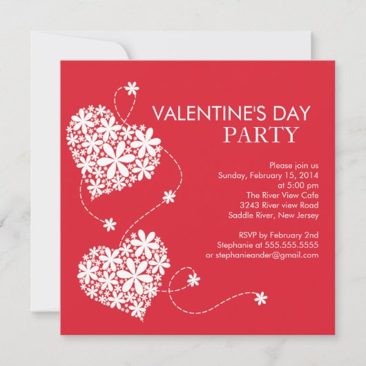 Daisy Hearts Valentines's Day Party Invitations (Devant)
