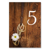Daisy & Horse Bit Western Wedding Table Numbers Kaart (Achterkant)