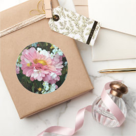 Daisy in roze ronde sticker