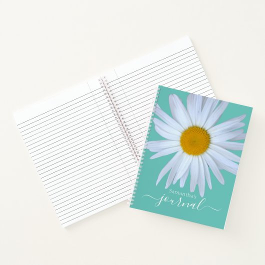 Daisy Journal Green White Script Carnet spiral (Intérieur)