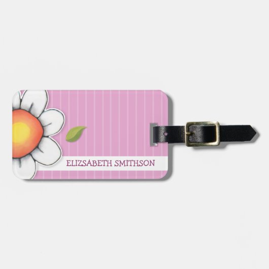 Daisy Joy roze Bagagelabel (Voorkant horizontaal)