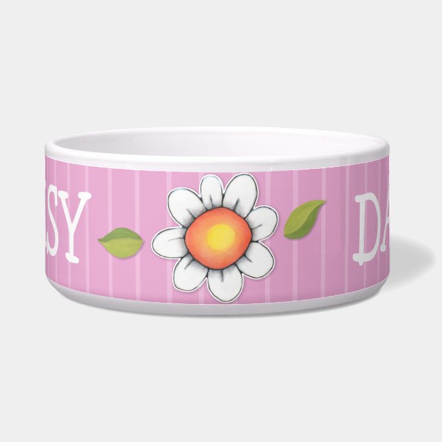 Daisy Joy roze Dog Pet Bowl Voerbakje (Voorkant)