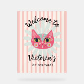 Daisy Kat Face Spint-fect Verjaardagsfeest Acryl Bord (Voorkant)