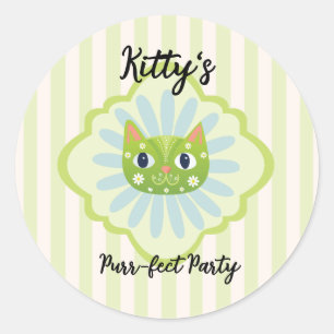 Daisy Kat Face Spint-fect Verjaardagsfeest Ronde Sticker