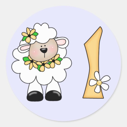 Daisy Lamb 1e verjaardag Ronde Sticker (Voorkant)