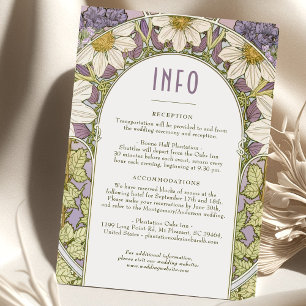 Daisy Lavender Wedding Insert INFO Art Nouveau Kaart