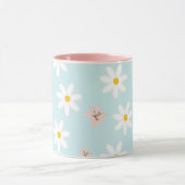 Daisy lelie bloempatroon op zee koppel achtergrond mok (Midden)
