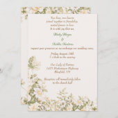 Daisy, Lelie van de Vallei op Ecru bruiloft Kaart (Voorkant / Achterkant)