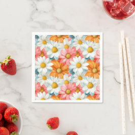Daisy lente bloemen verjaardagsfeestje Napkins Servet