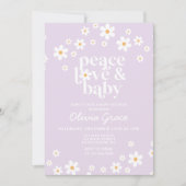 Daisy Lilac Peace Love Baby shower Invitation (Devant)