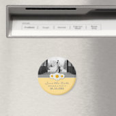 Daisy Lint - Geel Grijs & Wit Save the Date Magneet (Insitu (Vaatwasser))