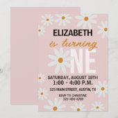 Daisy Little Girls First Birthday Invitation (Devant / Derrière)