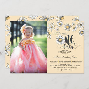 Daisy Little Miss ONEderful Invitation avec photo