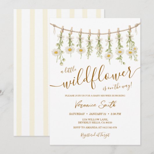 Daisy Little Wildflower Baby Shower Invitation (Devant / Derrière)