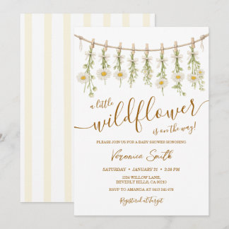 Daisy Little Wildflower Baby Shower Invitation Kaart