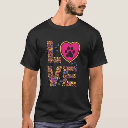 Daisy LOVE Letters Animal Paw Prints T-shirt (Voorkant)