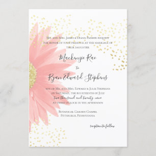 Daisy Love Pink Garden Wedding Kaart